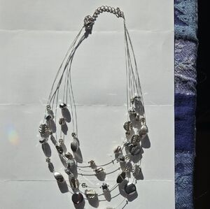 Elegant Silver and Black Beaded Necklace